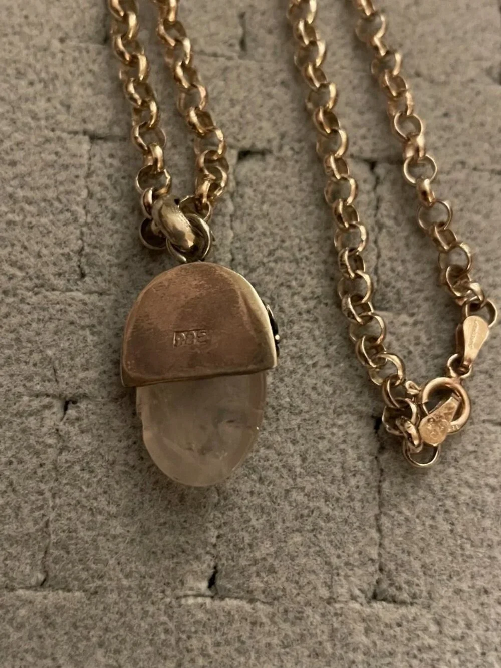 Vintage Sterling Silver Crystal Necklace Pendant 925 16